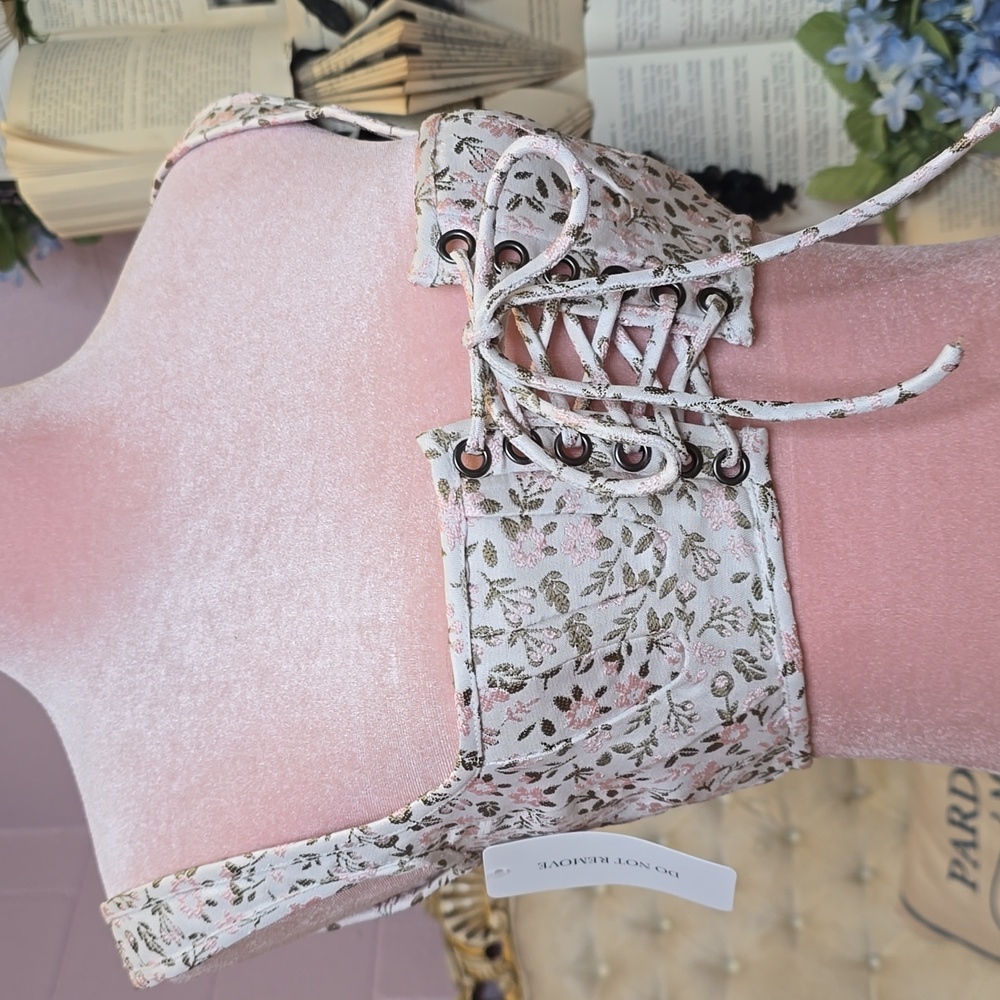 NWT Selkie X Bridgerton Daphne Empire Corset XXS White, Pink, Green